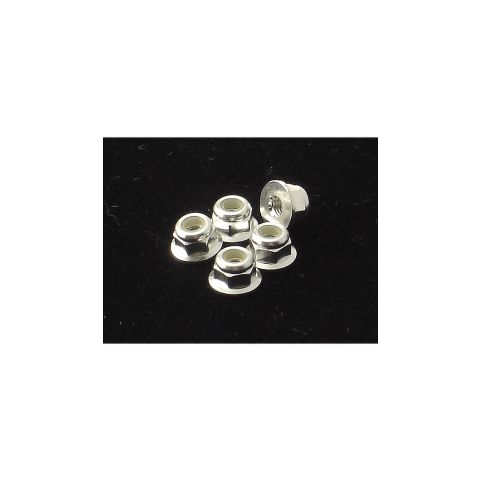 Hiro Seiko 3mm Alloy Flange Nylon Nut [Silver] ( 5 pcs)