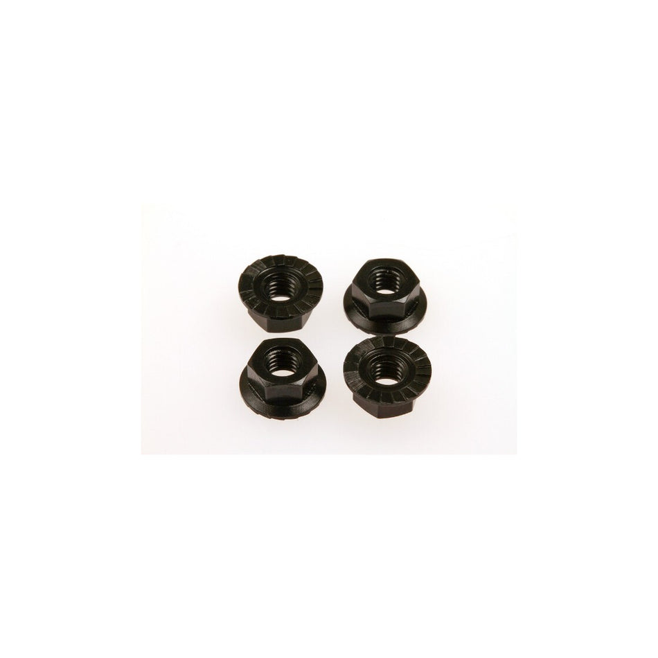Hiro Seiko 4mm Alloy Serrated Wheel Nut [Black] ( 4 pcs)
