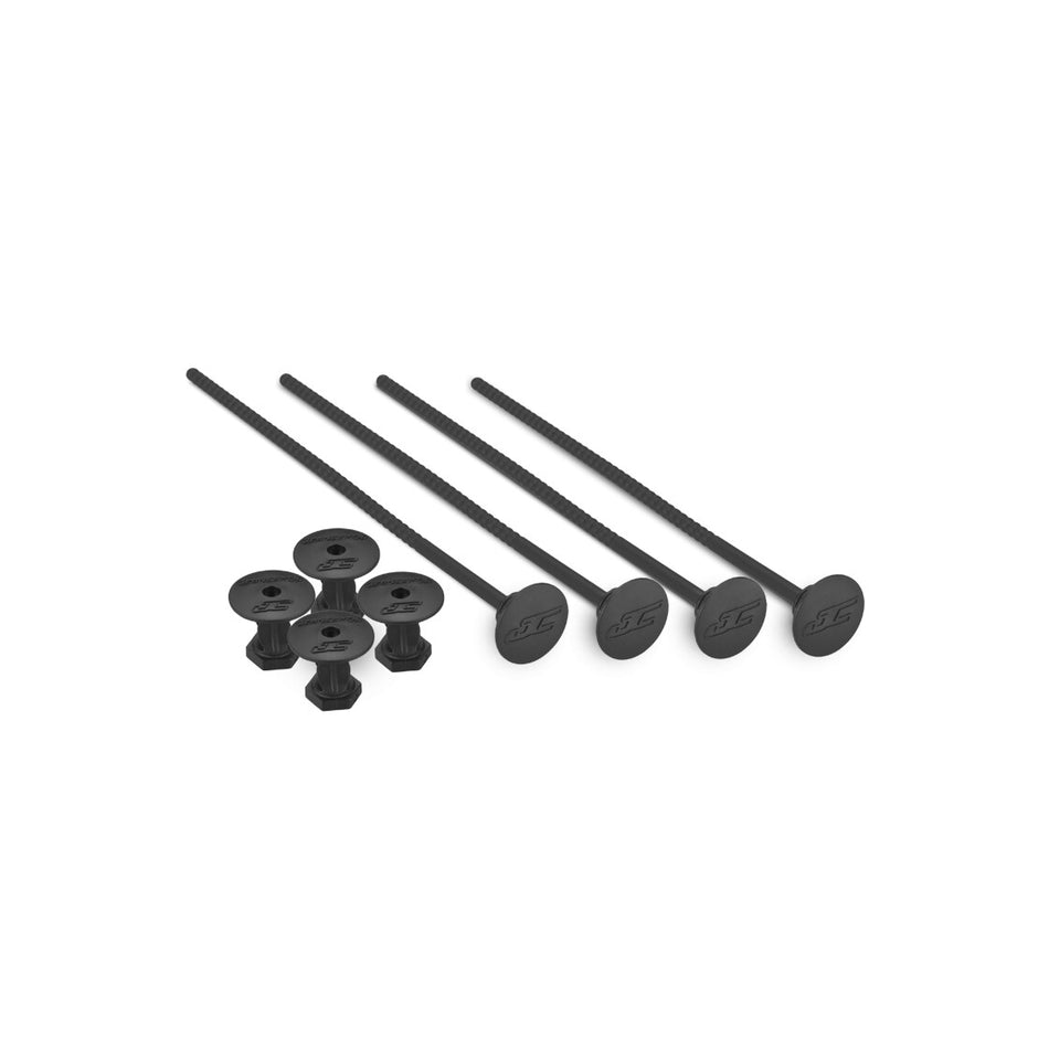 Jconcepts 1/10th off-road tire stick - holds 4 mounted tires (black) - 4pc.