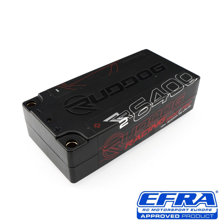 RUDDOG Racing RR2 6400mAh 150C/75C 7.6V 25mm Short Stick Pack LiPo-HV Battery